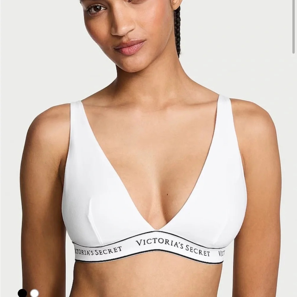Victorias Secret White The T-Shirt White Logo Bralette Size Small